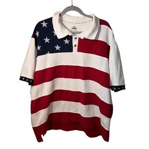 American Flag Polo Shirt 2XL Red White & Blue RedHead